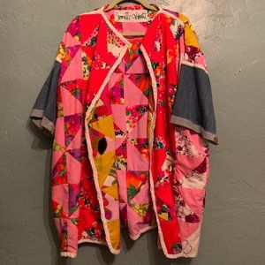 Upcycled Quilted Non-Closure Coat Jacket